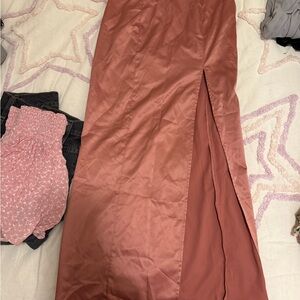 Urban Outfitters Satin Pencil Skirt - Rust